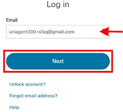скриншот страницы для ввода адреса электронной почты