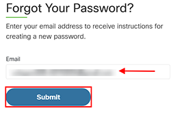 Cette image montre le champ d'adresse e-mail et le bouton « Envoyer ».