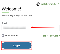 This image shows the email address field on the log in page