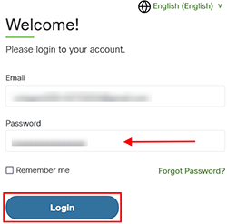 This image shows the password field on the log in page