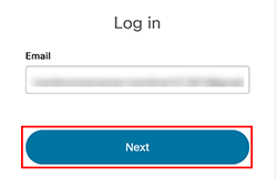 Esta imagen muestra la dirección de correo electrónico del usuario y el botón "Siguiente"