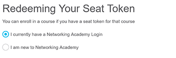 This image shows the Redeem Seat Token options