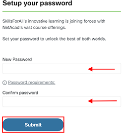 This image shows the Set Up Password page